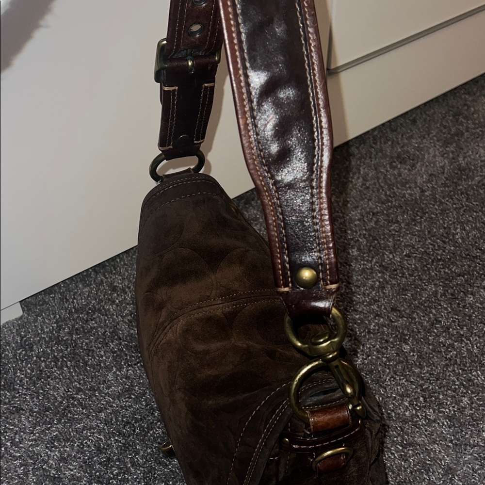RARE Brown Suede Coach 65th Anniversary Legacy Shoulder Bag - Picture 6 of 11